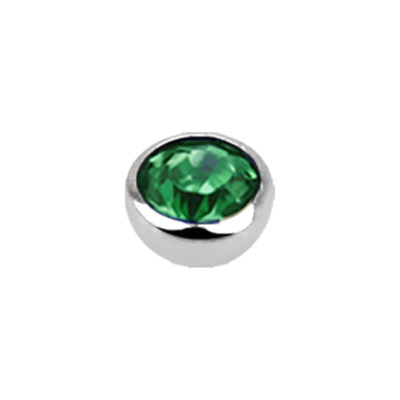 16g 3mm EM Flat Jewel Externally Threaded Ball 3mm / Emerald Externally Threaded