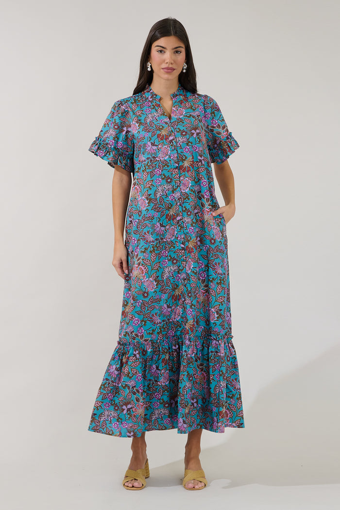 Alna Button Up Midi Dress Berlin Floral
