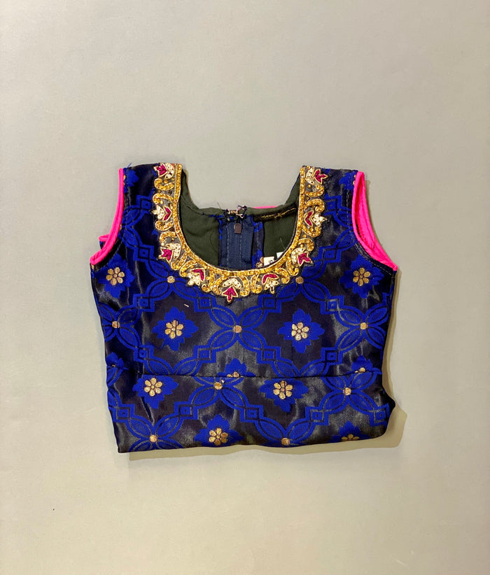 Banarasi Silk Royal Blue With Crow Kids Salwar Suit