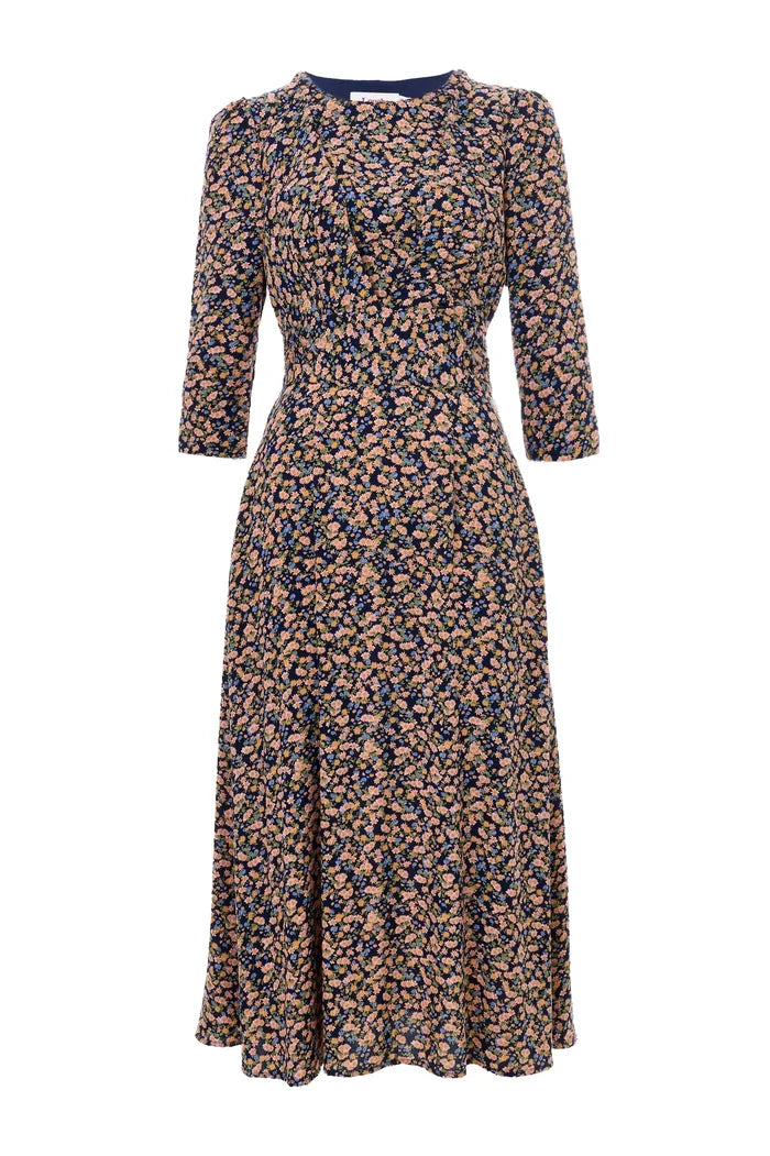 Birte Spring Ditsy Print Midi Dress - Bascora
