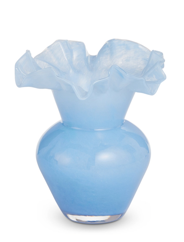 Blue Ruffle Vase - 8"