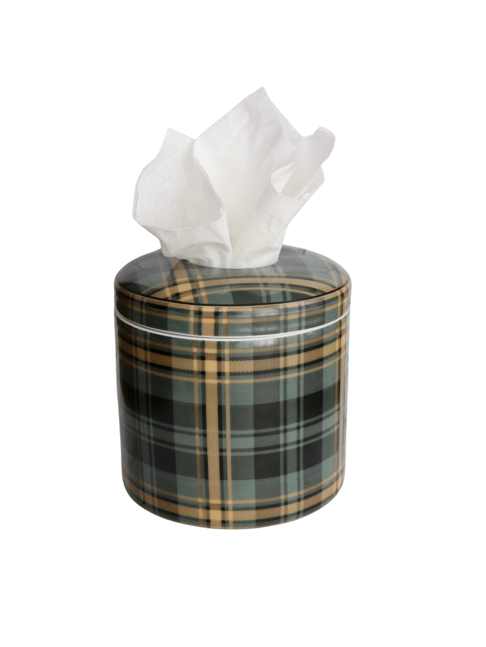 Ceramic Tissue Vessel - Plaid