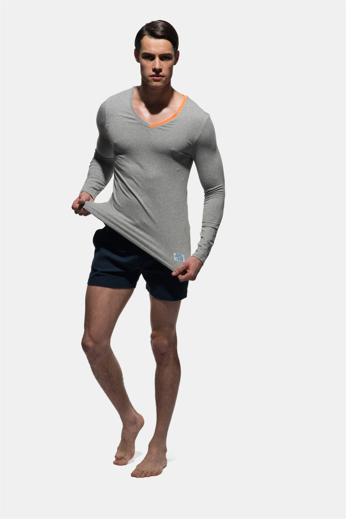 Fitted V Neck Long Sleeve Tee - | Private Structure - | MAD Lifestyle