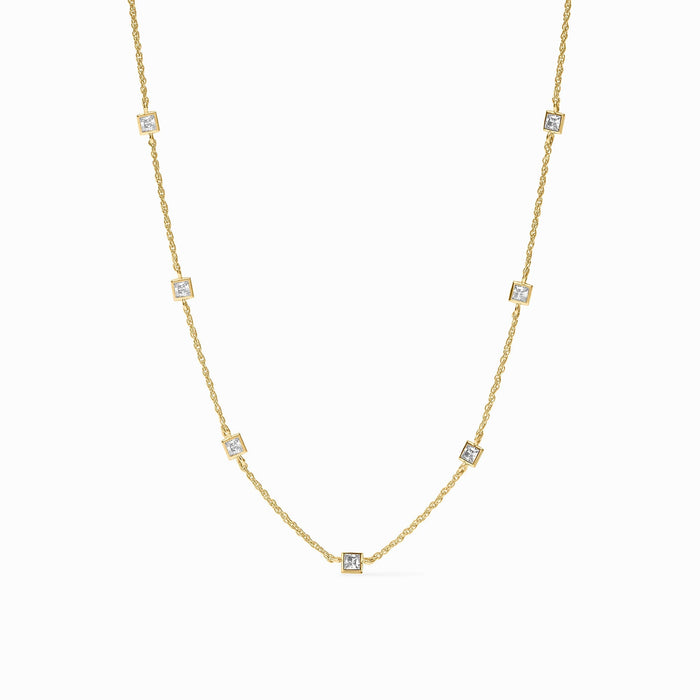 Jolie Delicate Station Necklace Cubic Zirconia Gold