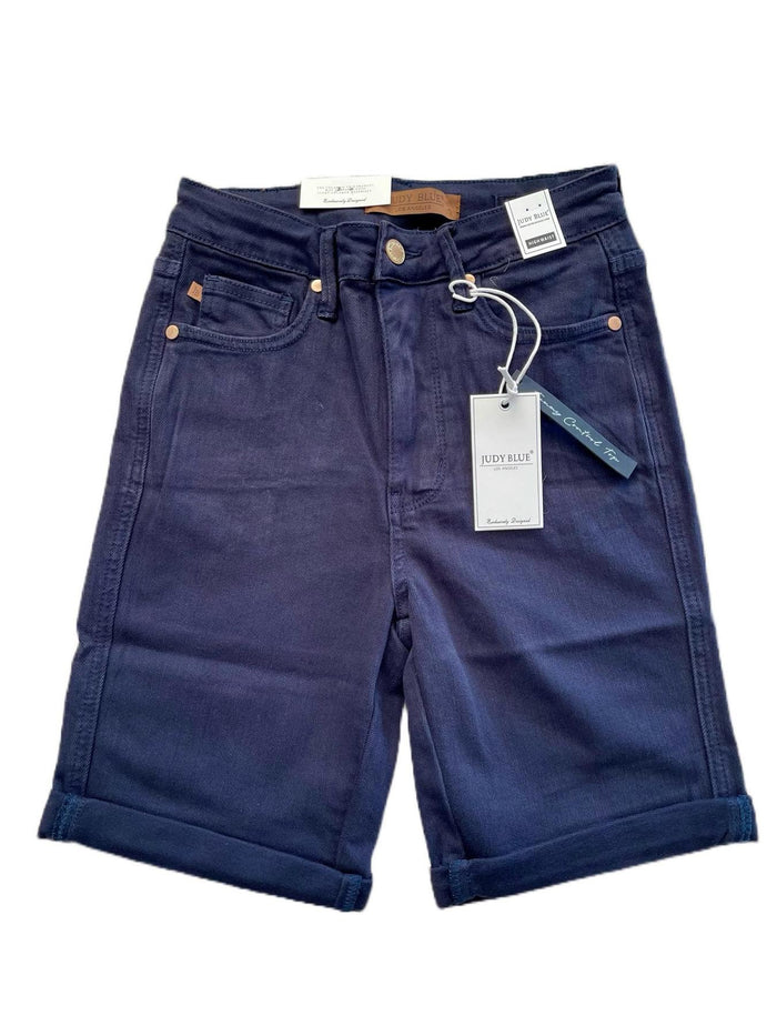 Judy Blue High Waist Tummy Control Bermuda Shorts NAVY