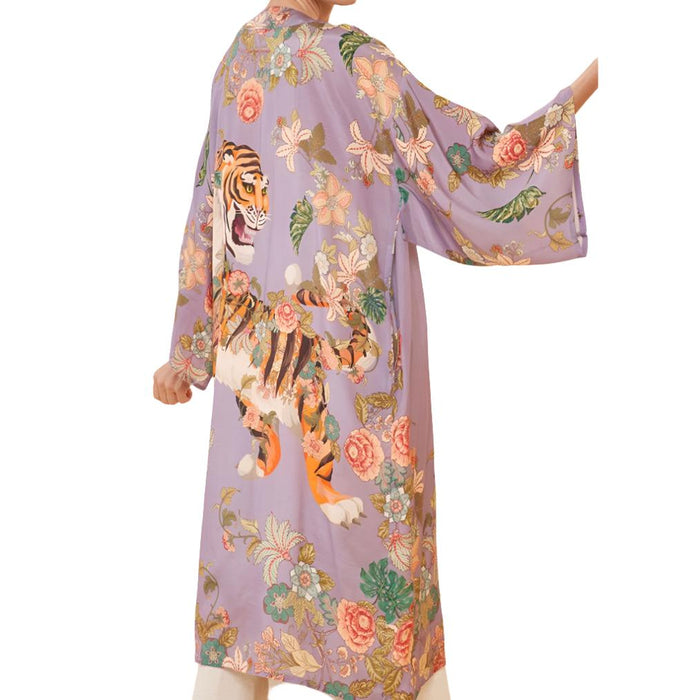 Kimono Gown - Prancing Tiger Lilac