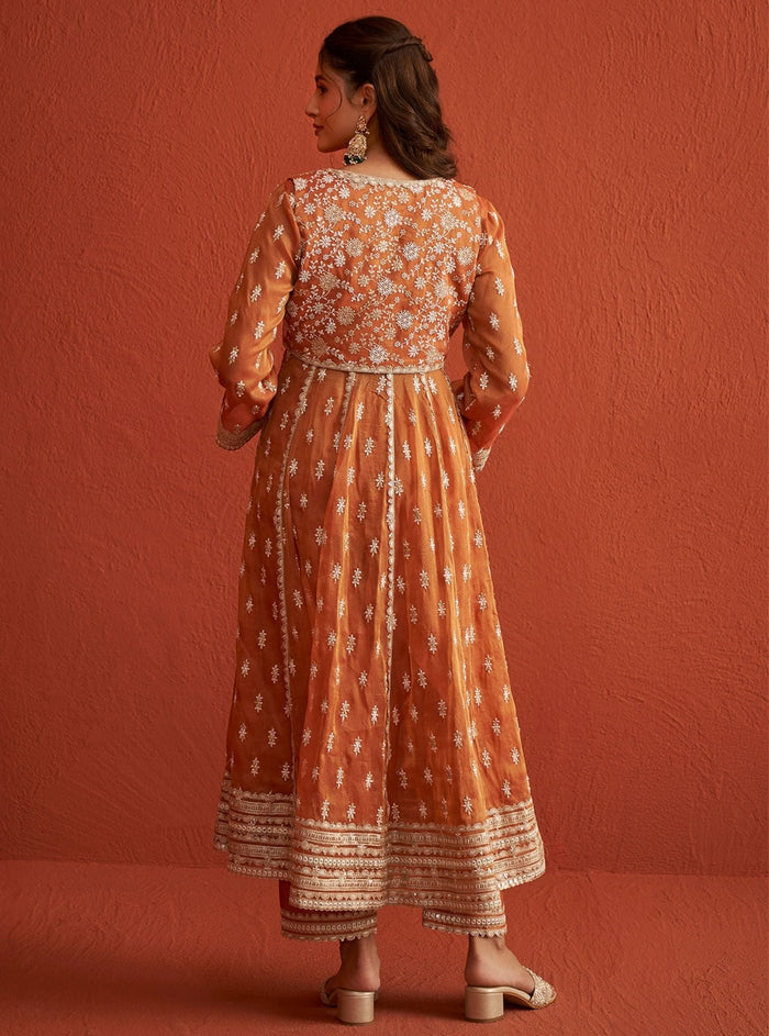 Mulmul Royal Tissue Genda Burnt Orange Dupatta