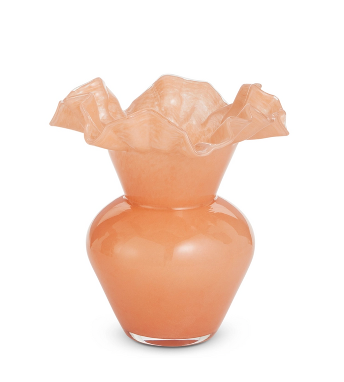 Orange Ruffle Vase - 8"