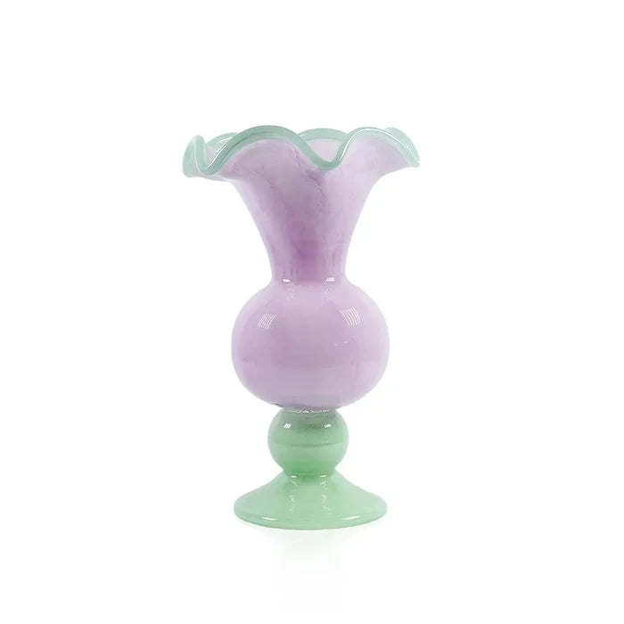 Pedestal Vase - Lavender/Mint - 10”
