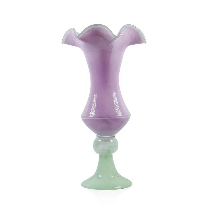 Pedestal Vase - Lavender/Mint - 16”