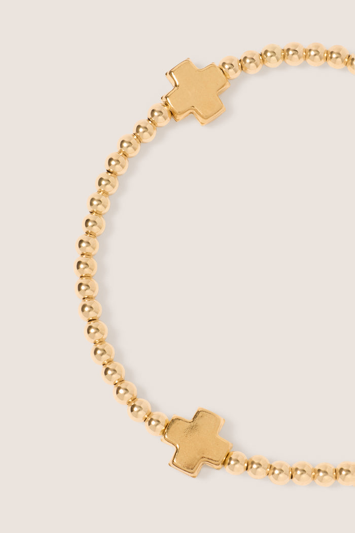Signature Cross 3mm Gold Bracelet - Gold