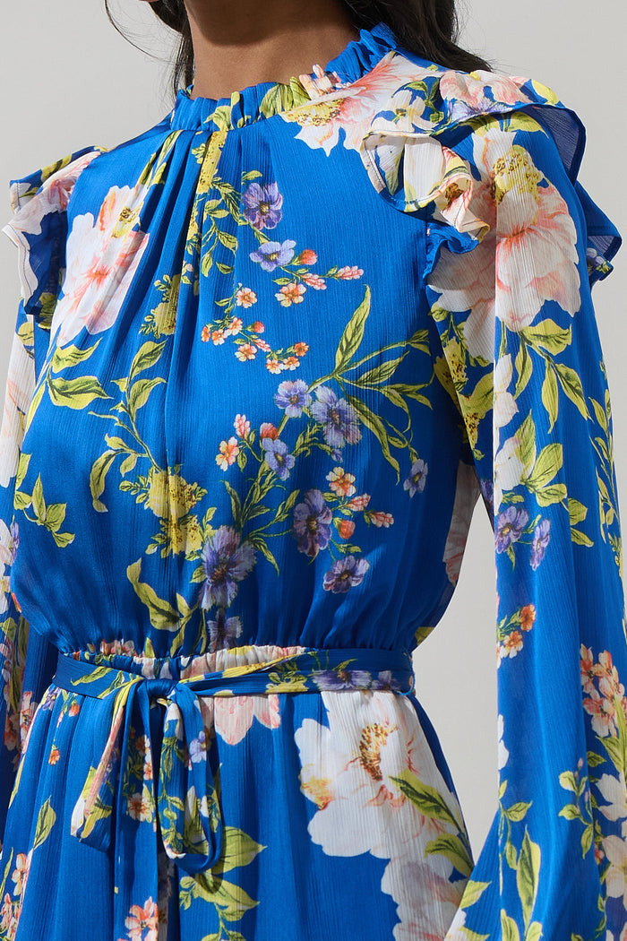 Solary Floral Balloon Sleeve Blouson Dress