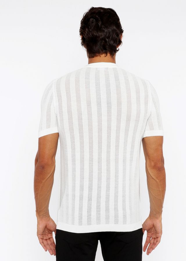 TEXTURED OPEN KNIT CREW TEE