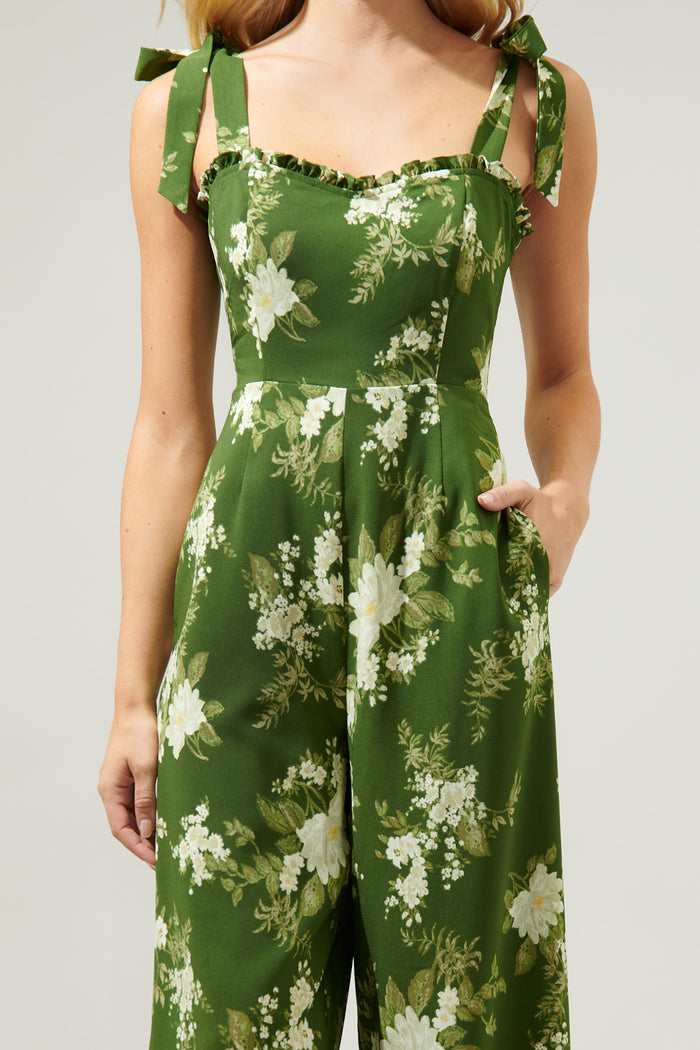 Vetiver Floral Dume Wide Leg Jumpsuit
