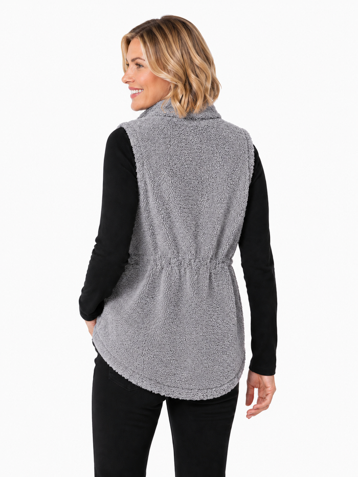 Zip-Front Fleece Vest in Fog - 31003