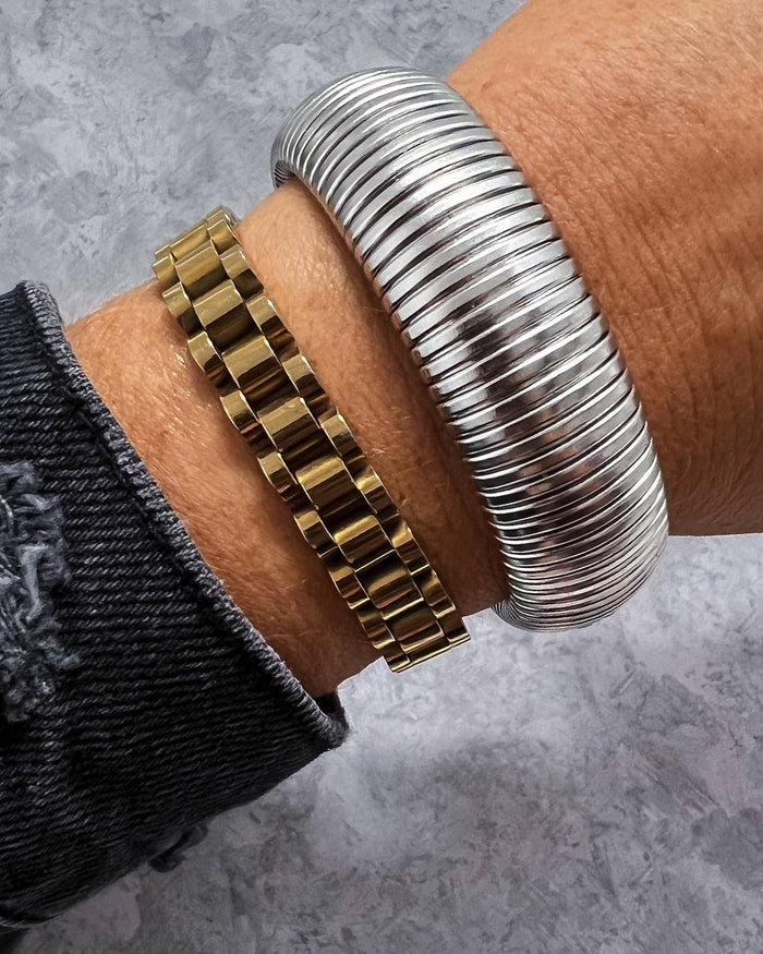 Baia Thick Chunky Coil Bangle Bracelet
