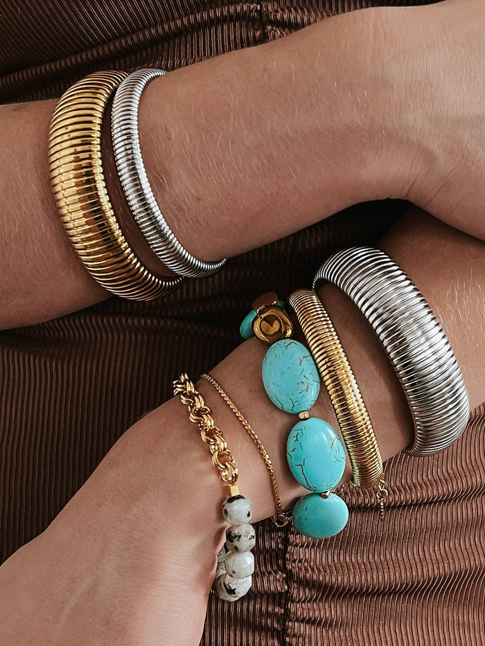 Baia Thick Chunky Coil Bangle Bracelet