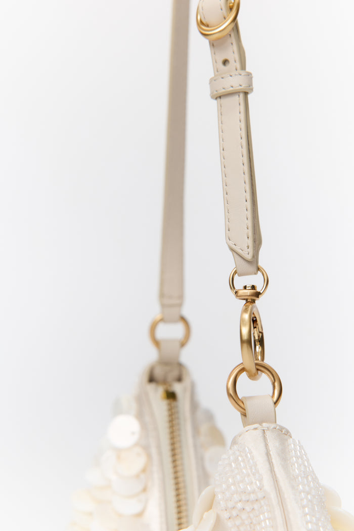 Celeste Paillette Mini Shoulder Bag in Ivory