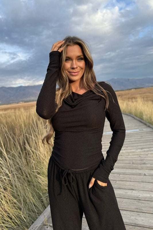Womens cowl neck top, Matching set for women