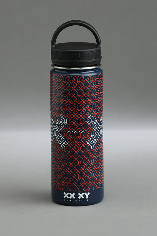 insulated bottle with patterned design on a gray background || Navy Patriotic