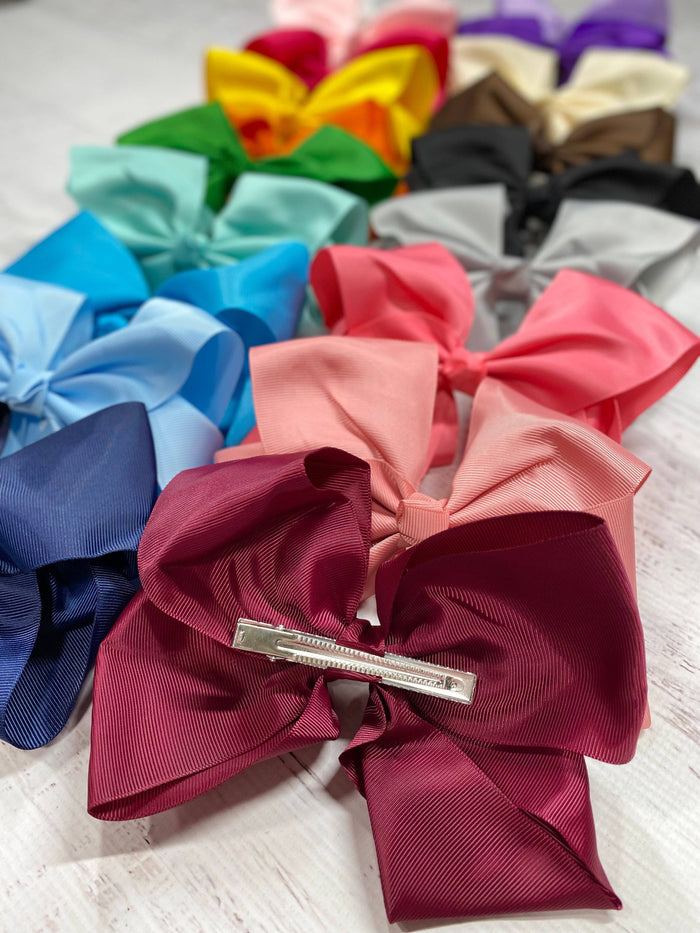Hair Bow Clip 6.5" Texas Size Grosgrain