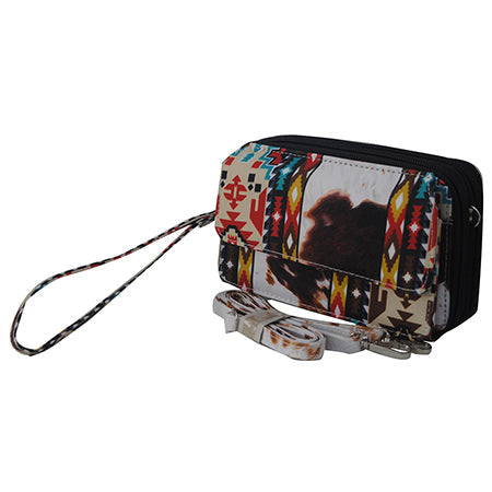 TRIBAL PRINT, COW PRINT, TRIBAL COW, BOHEMIAN, DESERT, WESTERN, ALL IN ONE WALLET, CANVAS WALLET, SMALL MONEY HOLDER, SMALL TRIBAL PRINT PURSE, SMALL COW PRINT PURSE