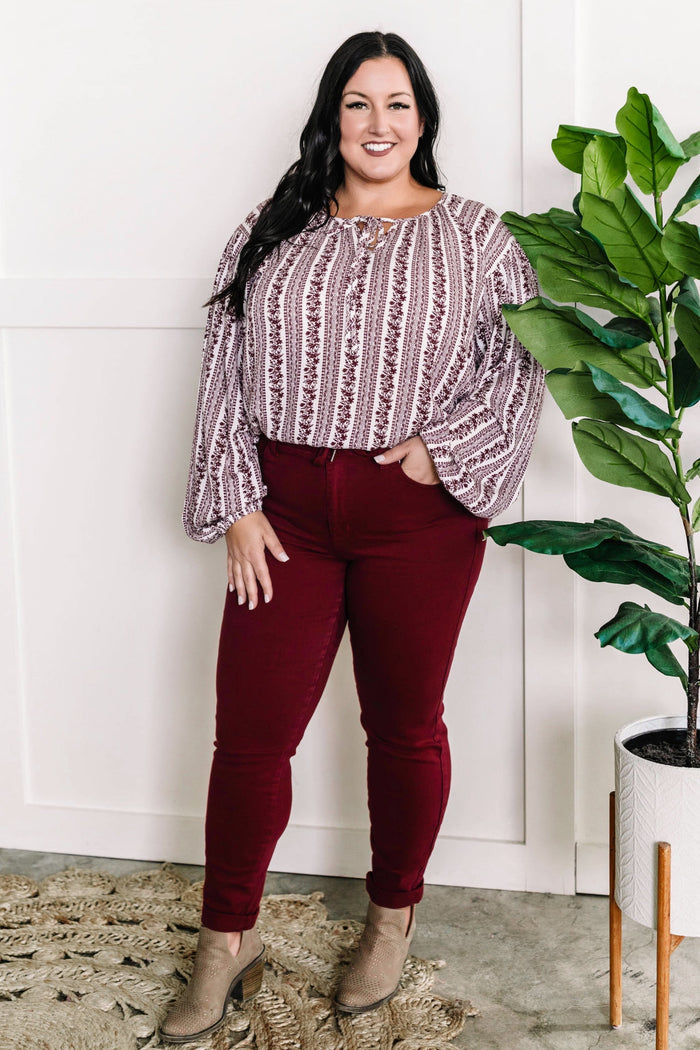 Judy Blue High Waist Scarlet Denim Cuffed Jogger Jeans