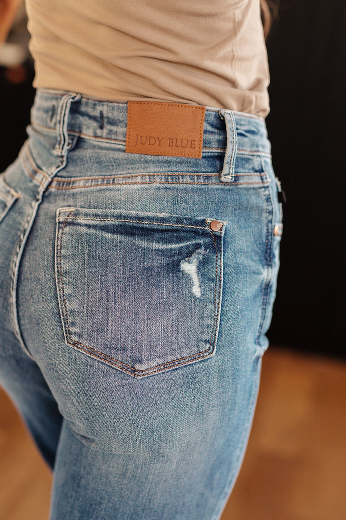 Judy Blue High Waist Tummy Control Distressed Straight Leg Jeans