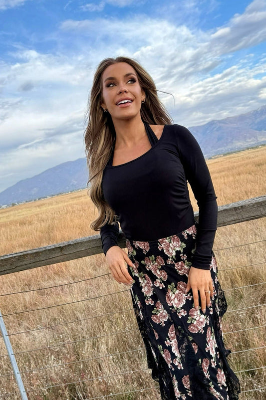 double layer long sleeve top in two colors