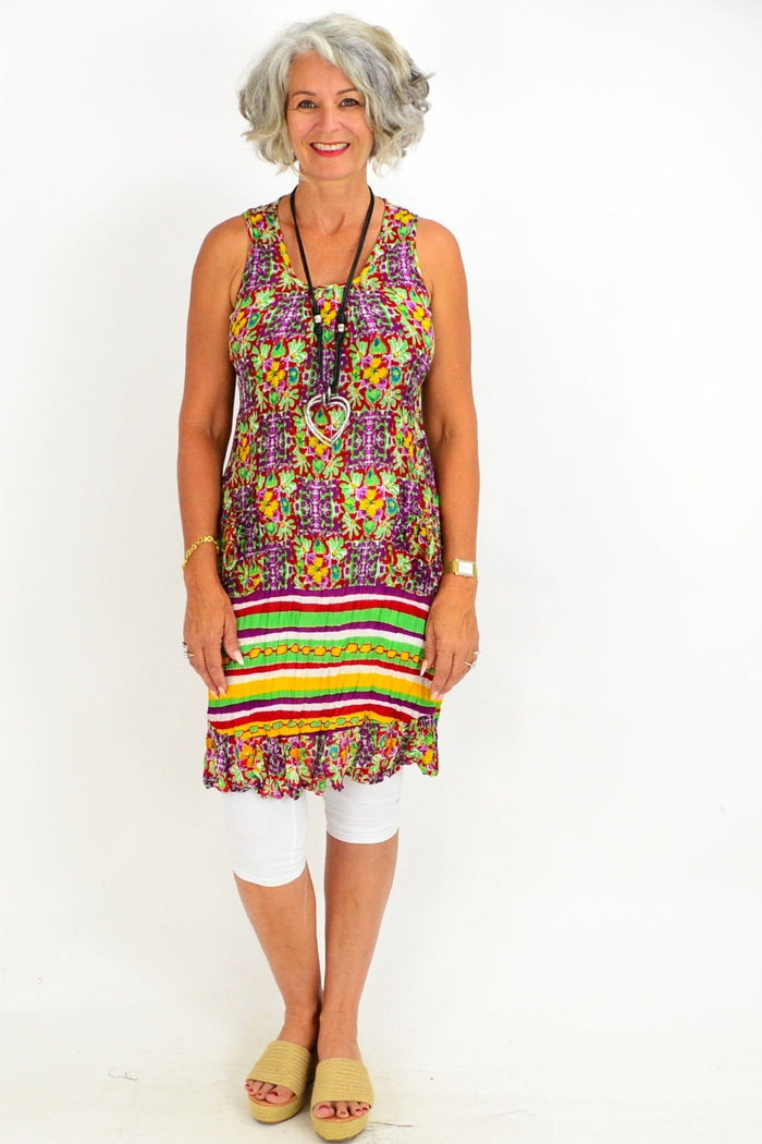 Light blue Less Monday Pocket Sleeveless Tunic by One Summer featuring a relaxed fit and side pockets, perfect for casual wear.