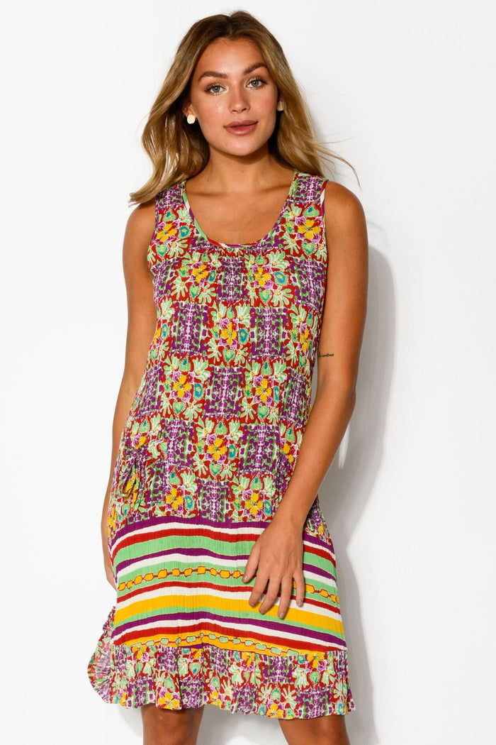 Light blue Less Monday Pocket Sleeveless Tunic by One Summer, sleeveless design with front pocket, casual and breezy fit.