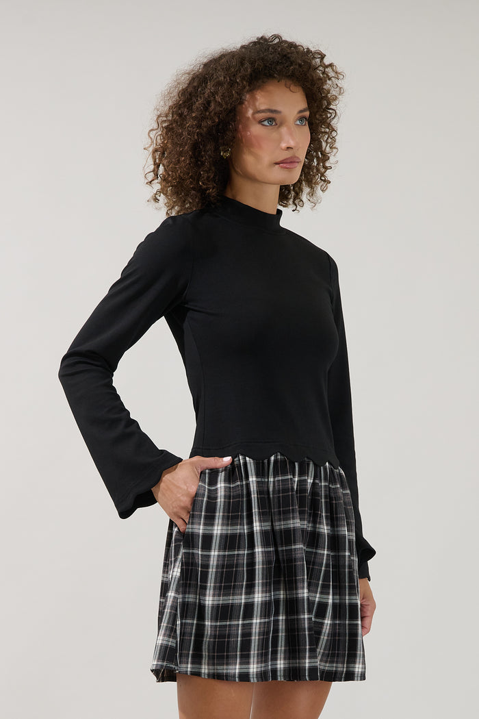 Luisa Mix Media Mini Dress Plaid