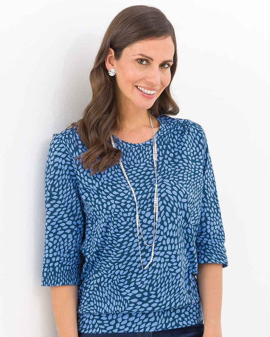 May Patterned 3/4 Sleeve Blouson Top - Image 1 - The Classic Boutique