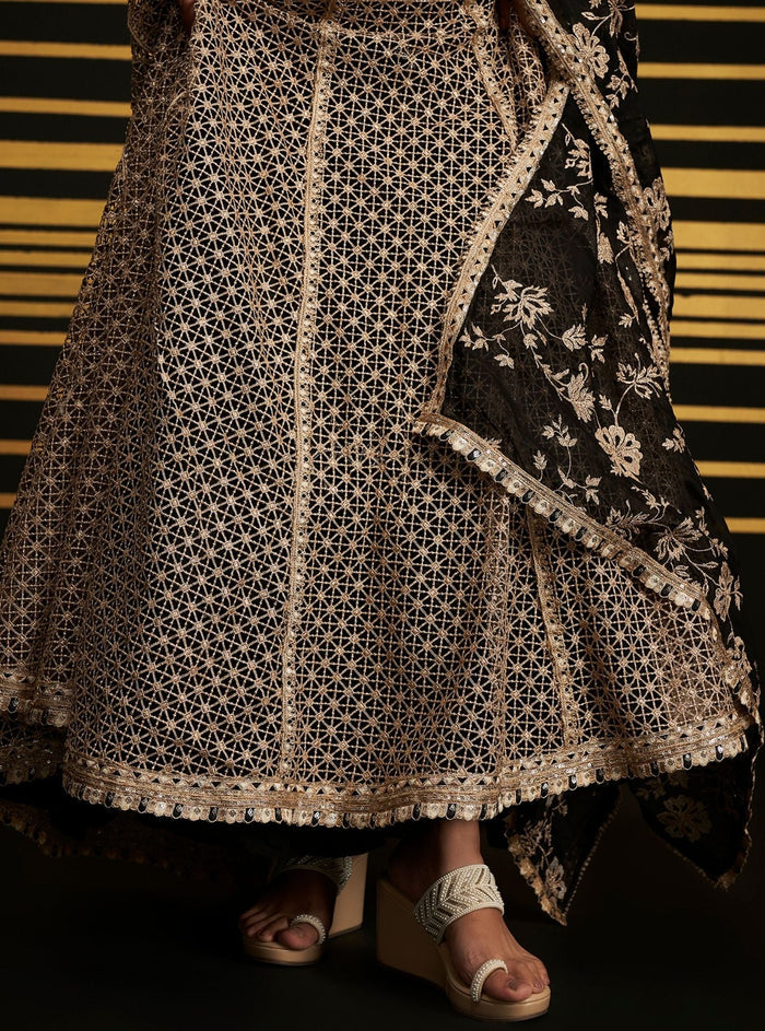 Mulmul Organza Rehnuma Black Dupatta