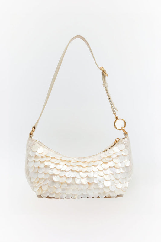 Celeste Paillette Mini Shoulder Bag in Ivory