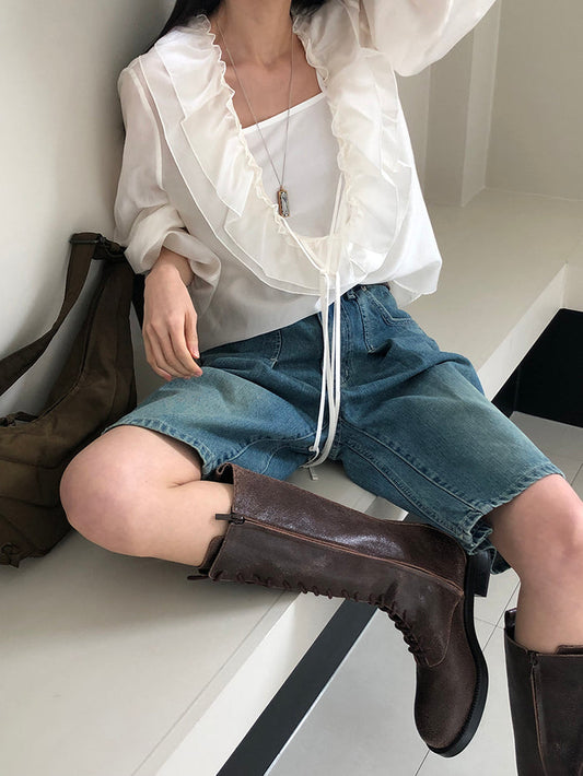 【REPELLER 2025SS】Tencel Ruffle Blouse