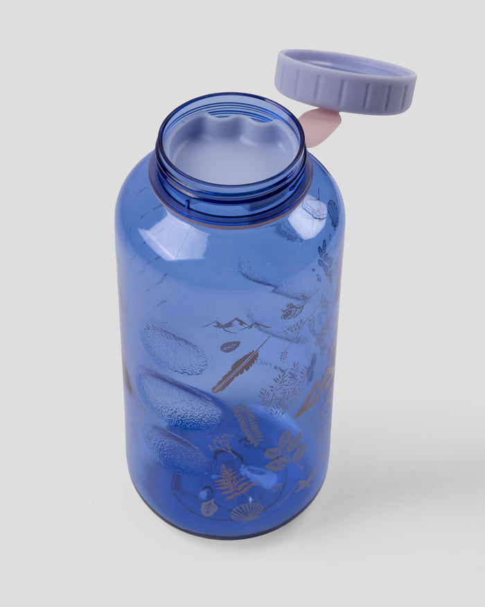 Tritan Wide Mouth 1L Water Bottle - Dark Peri Nature Icons