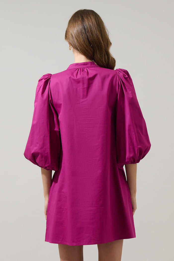 Victoria Shift Split Neck Mini Dress